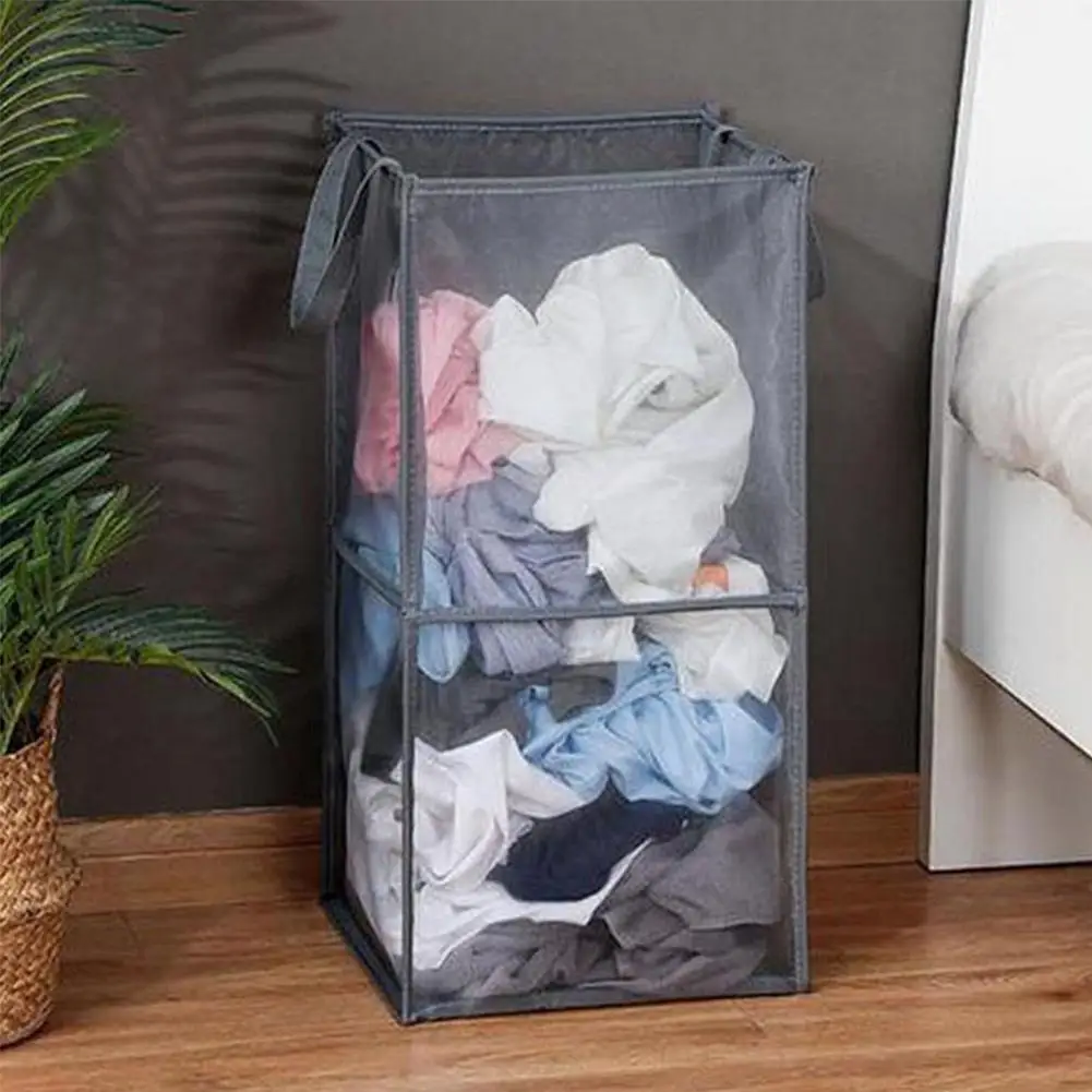 

Mesh Foldable Kitchen Laundry Hamper Basket Dirty Clothing Bin Storage Container Organizer Laundry Bag Book Underwear V5J4