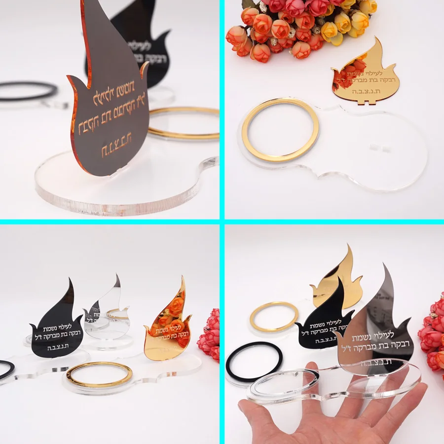 personalized acrylic candle holders votive prayer tray black mirror flame custom table plate baptism wedding party decor 17x10cm free global shipping