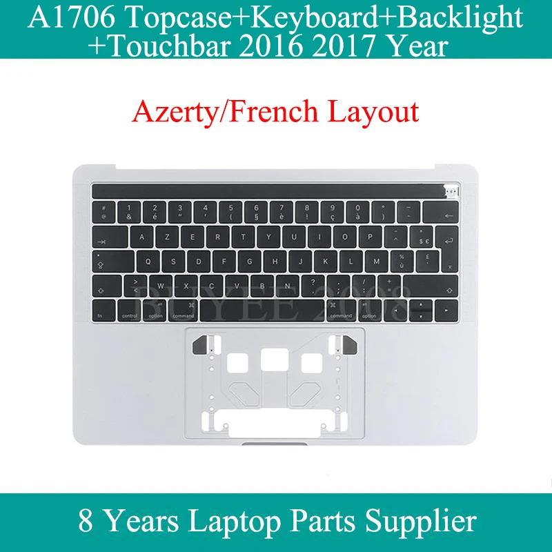 

Оригинальный A1706 Topcase чехол для Macbook Pro Retina 13,3 "Французский FR A1706 Azerty клавиатура подсветка Touchbar Top Case Palmrest