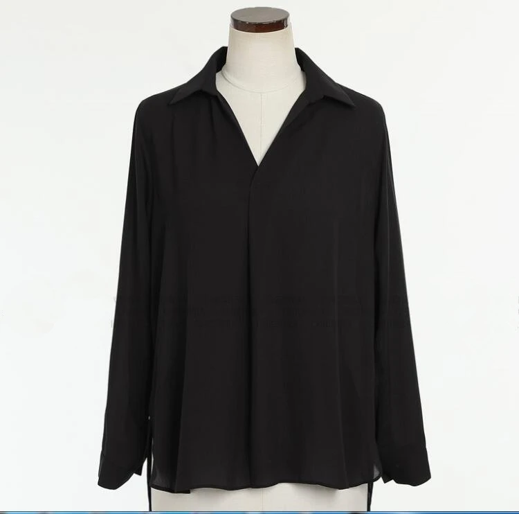 

Korean Fashion Blouse Office Lady Shirt Women Spring Autumn Loose Long Sleeve Female Turn-down Collar Solid Blusas Tops 11612