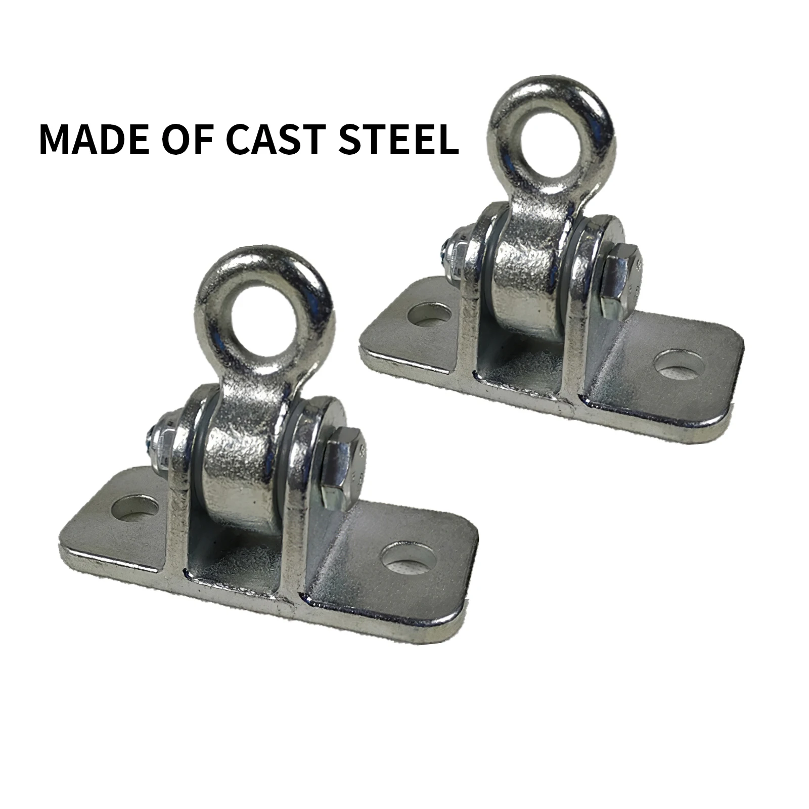 

Multifunctional Swing Mounting Bracket Set 2 Fixing Bases & 2 Locking Snap Hooks Cast Steel 2200lb Capacity Heavy Duty