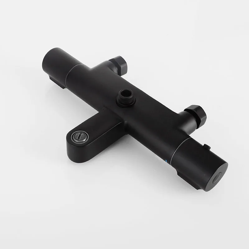 Смеситель для душа с термостатом, набор матовых черных латунных смесителей для холодной и горячей воды, смеситель для душа, настенный душ