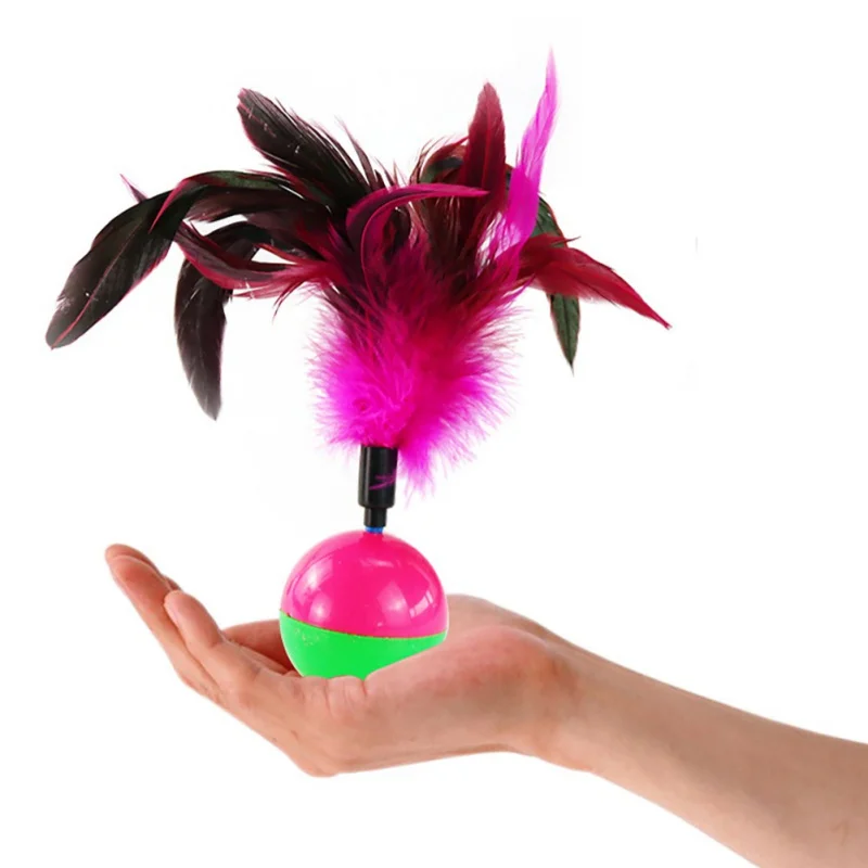 Игрушка-тумблер с перьями Интерактивная головоломка забавная игрушка для кошек