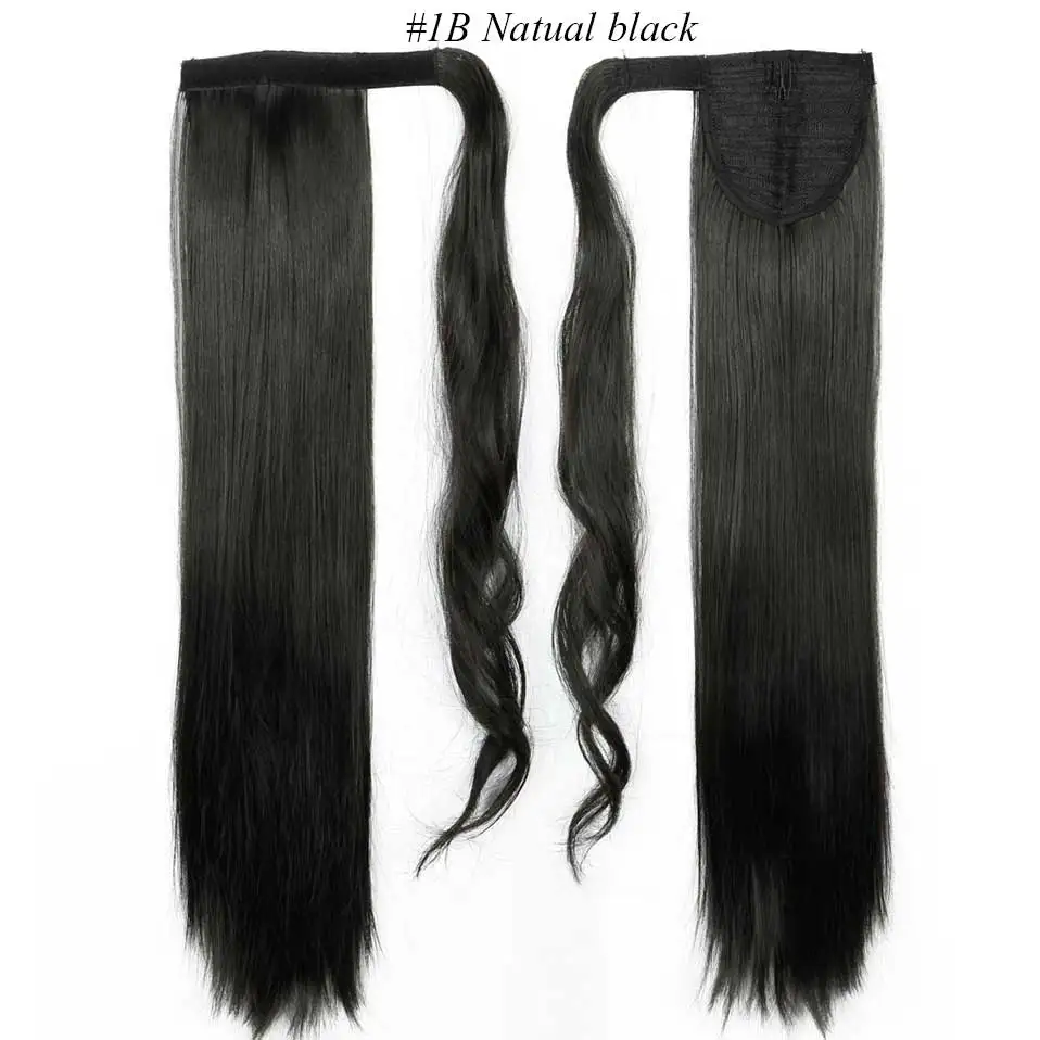 natural black S-noilite, накладные волосы, конский хвост, длинные прямые волосы, синтетические волосы, 2" 26", шиньон, заколка в конский хвост, 10 цветов - Цвет: natural black