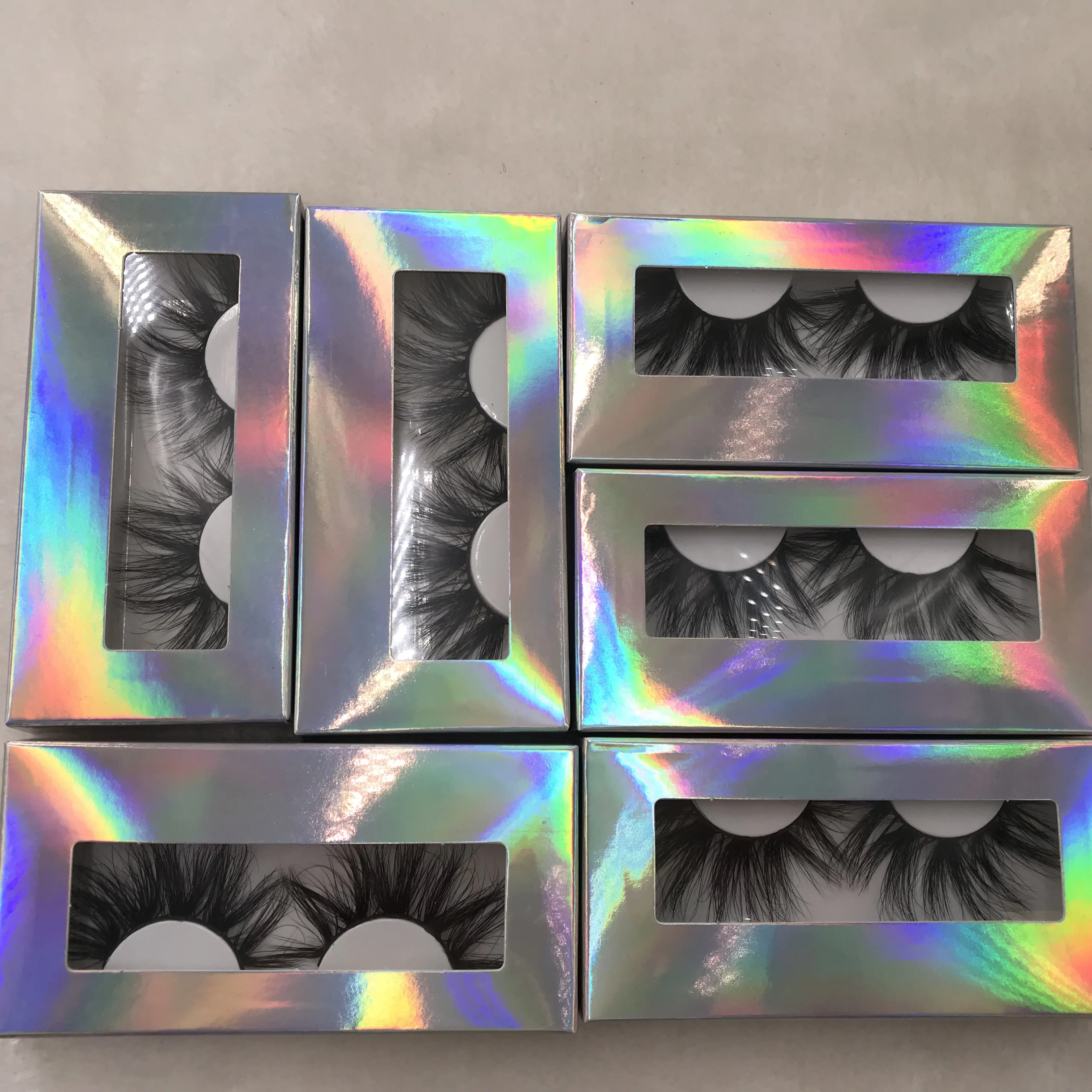 6 парт/лот норковые 5D ресницы пушистые короткие на заказ голографические коробки