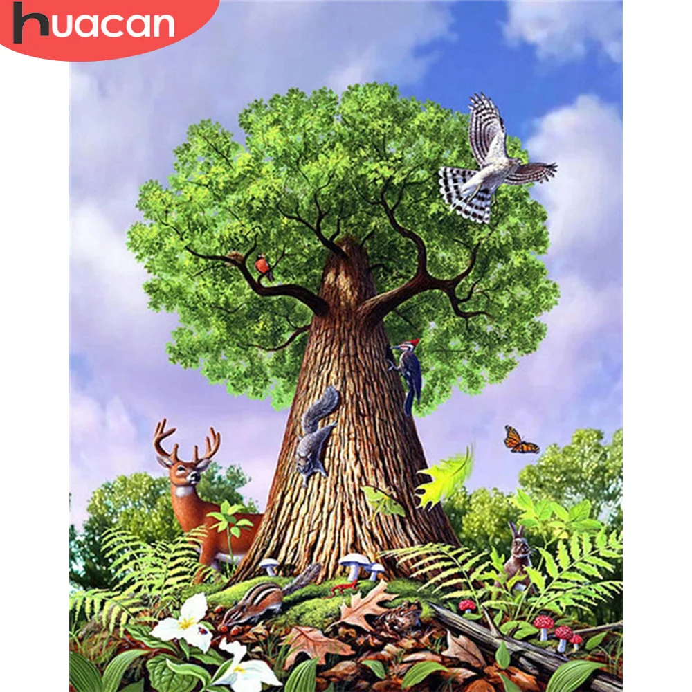 

HUACAN Coloring By Number Tree Scenery Kits Paint By Number Bird Animals DIY Frame Drawing On Canvas HandPainted Art Gift