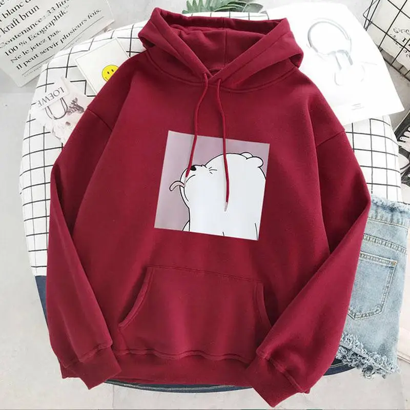 Oversized Print Kangaroo Pocket Sweatshirts Hoodies Hooded Harajuku Spring Casual Vintage Korean Pullovers Women Sweetshirts
