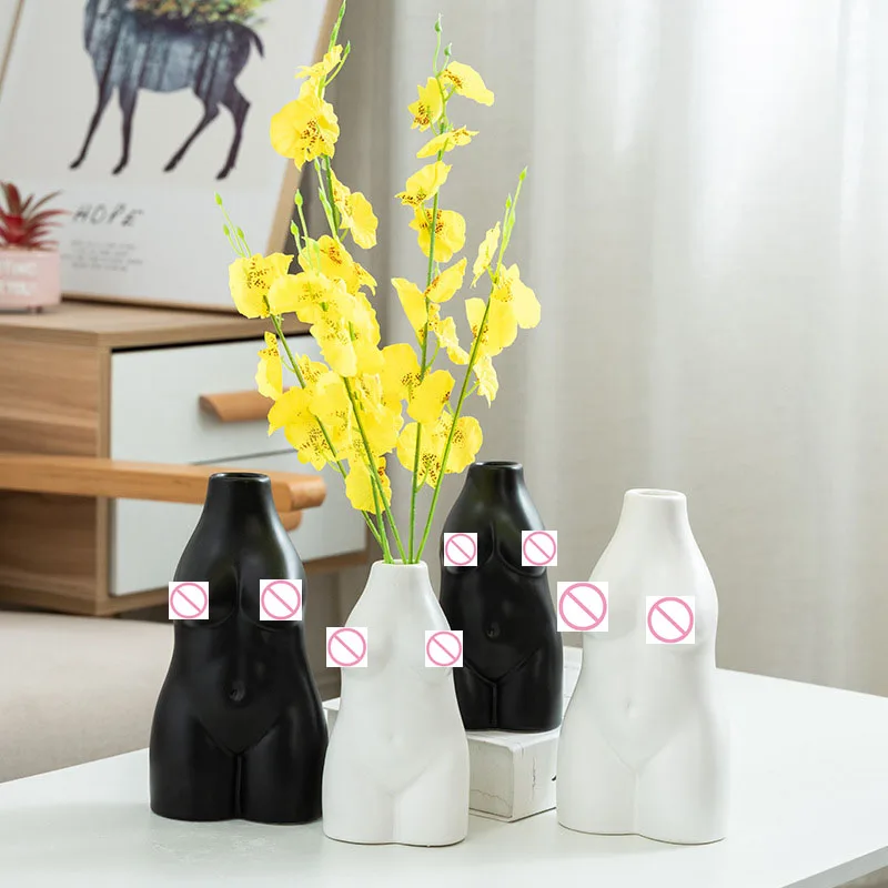 

Nordic Body Art Ceramics Vase Female Sculpture Vases Living Room Office Flower Arrangement Container Home Decoration Accessories
