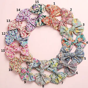 24 шт.лот, 4-дюймовые заколки для волос с цветочным принтом, Детская повязка для волос, тканевый бант для волос для девочек, заколки для волос или аксессуары для волос