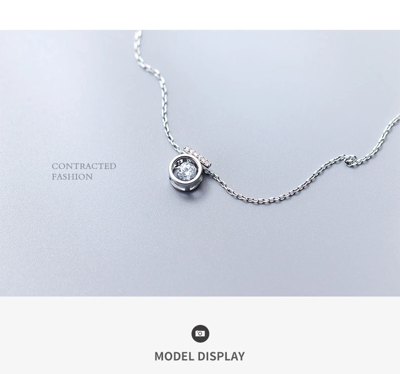 Modian Exquisite Swing Clear CZ Round Classic Sparkling Jewelry Fashion 925 Sterling Silver Wedding Necklace Pendant For Women
