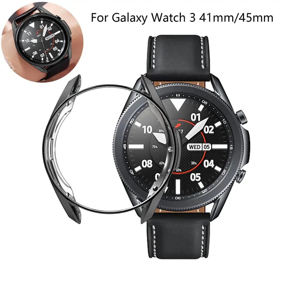 

Чехол для часов Samsung Galaxy Watch 3, защитный чехол из ТПУ с гальваническим покрытием, защита от падения, 41 мм 45 мм