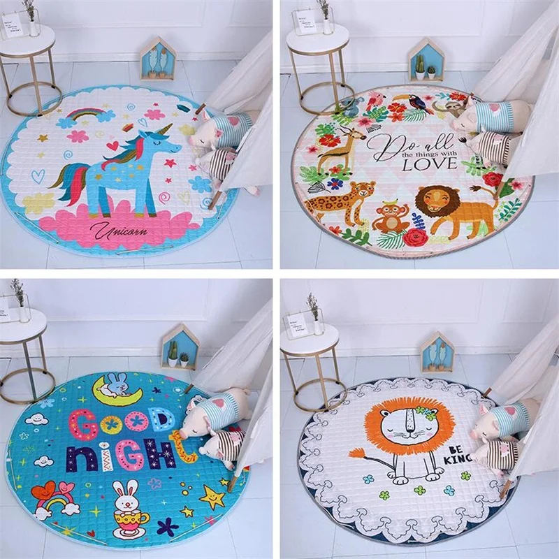 

Animal Bear Fox Lion Cartoon Pattern Baby Play Mats Nonskid Crawling Carpet Blanket Kids Toys Storage Bag Room Decor Photo Props