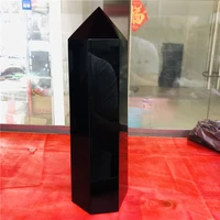3000g big size natural black obsidian obelisk quartz crystal wand point healing 25cm