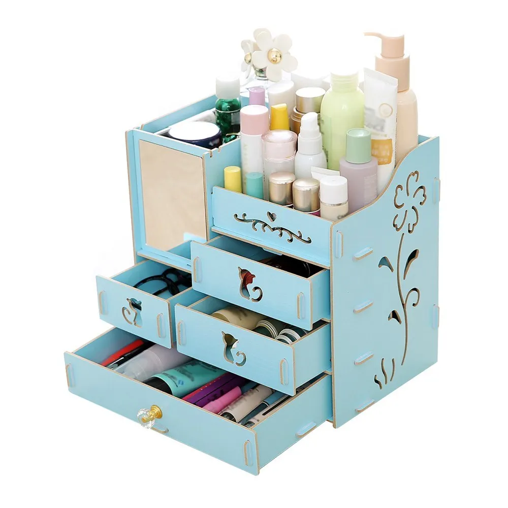 Косметическая коробка для хранения деревянная настольная стойка ящик