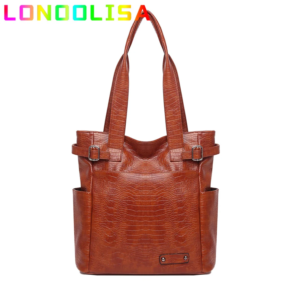 

Women's Stone Pattern Tote Bag PU Leather Shoulder Bags Casual Ladies Handbag and Purse Large Capacity Shopper Travel Sac A Main
