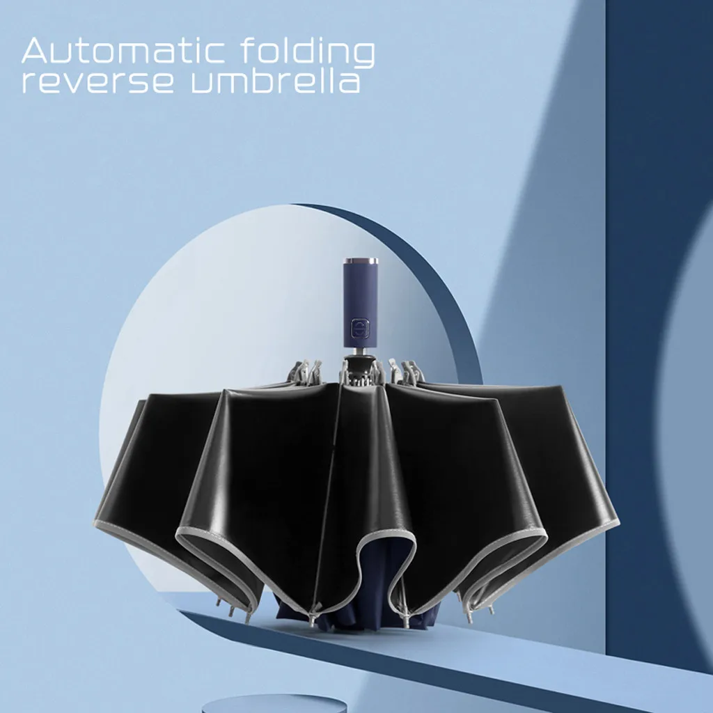 Автоматический складной деловой Зонт с отражающими полосками зонты от дождя для