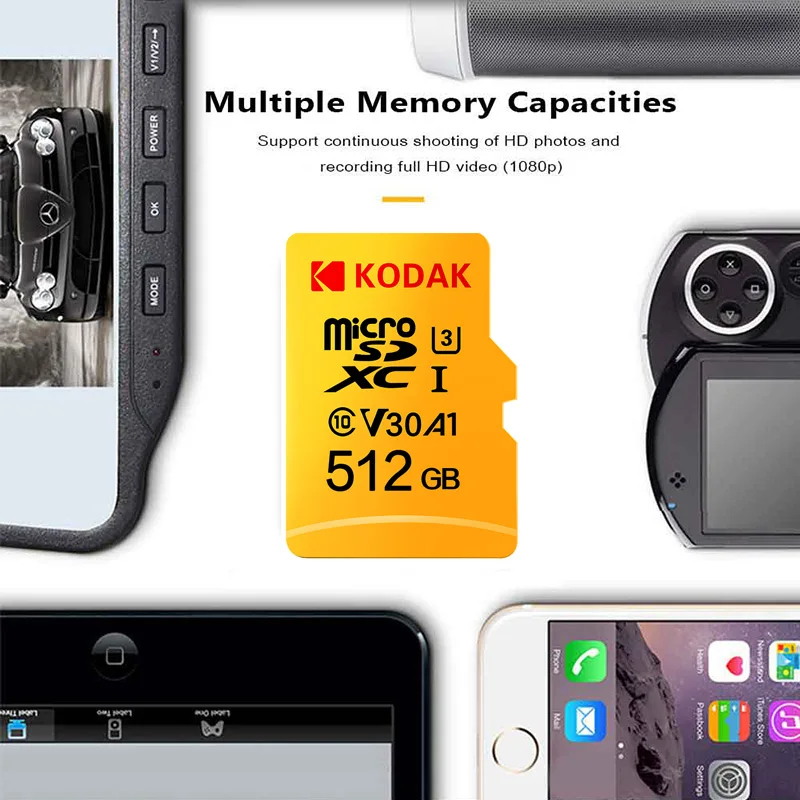 Карта памяти Kodak 256 ГБ 128 64 U3 32 карта Micro sd класс 10 флэш-карта Microsd TF/sd-карты s для