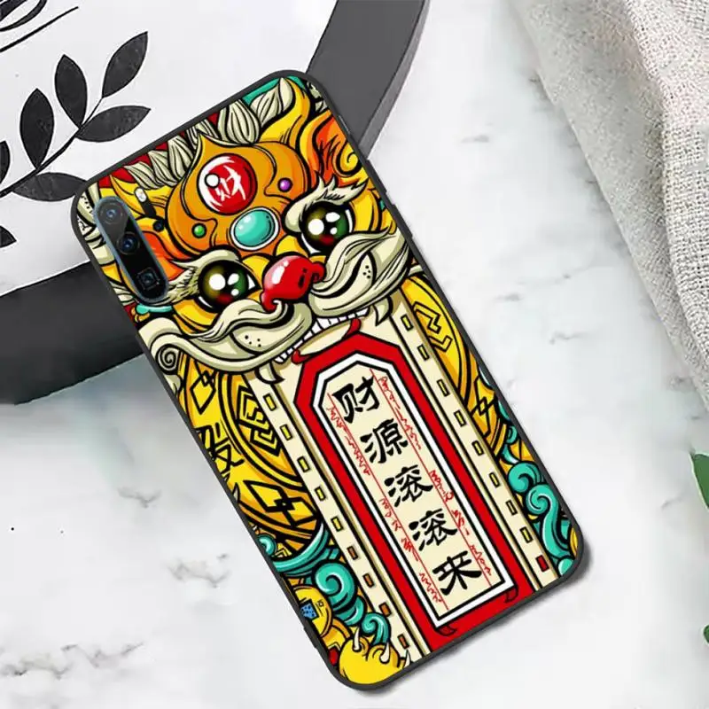 

Retro Chinese lucky beast God of Wealth Phone Case For Huawei honor Mate P 10 20 30 40 i 9 8 pro x Lite smart 2019 nova 5t