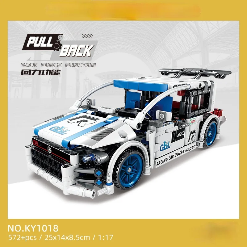 

572pcs Kaizhi Gao Bole Mechanical Engineering Pull Back Racing Model Series KY1018 Volkswagen Golf Building Block Toy Gifts
