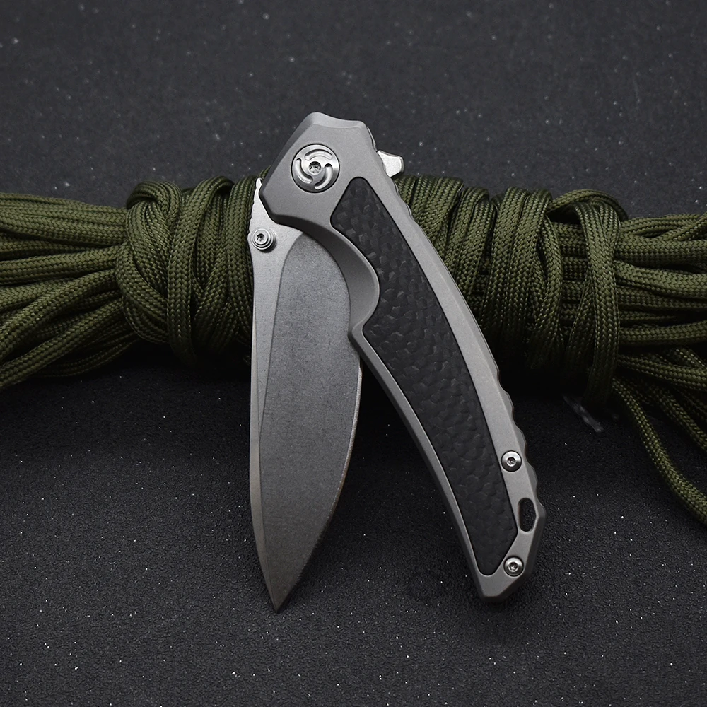 Титановая ручка из углеродного волокна M390 сталь TC4 с клипсой складной карманный