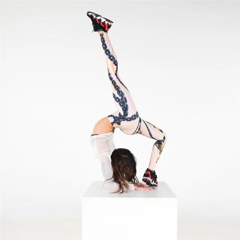 Леггинсы женские эластичные с высокой талией в стиле панк-рок брюки диско |