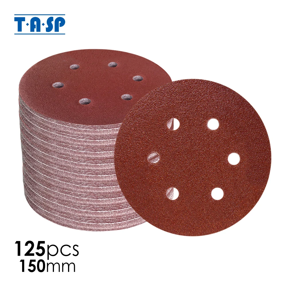

бесплатная доставка 125 штук велкро 6" 150мм 6 отверстие Самоклеющаяся шлифовальная бумага шлифовальных дисков различных круп 60 80 120 180 220 бумаго...