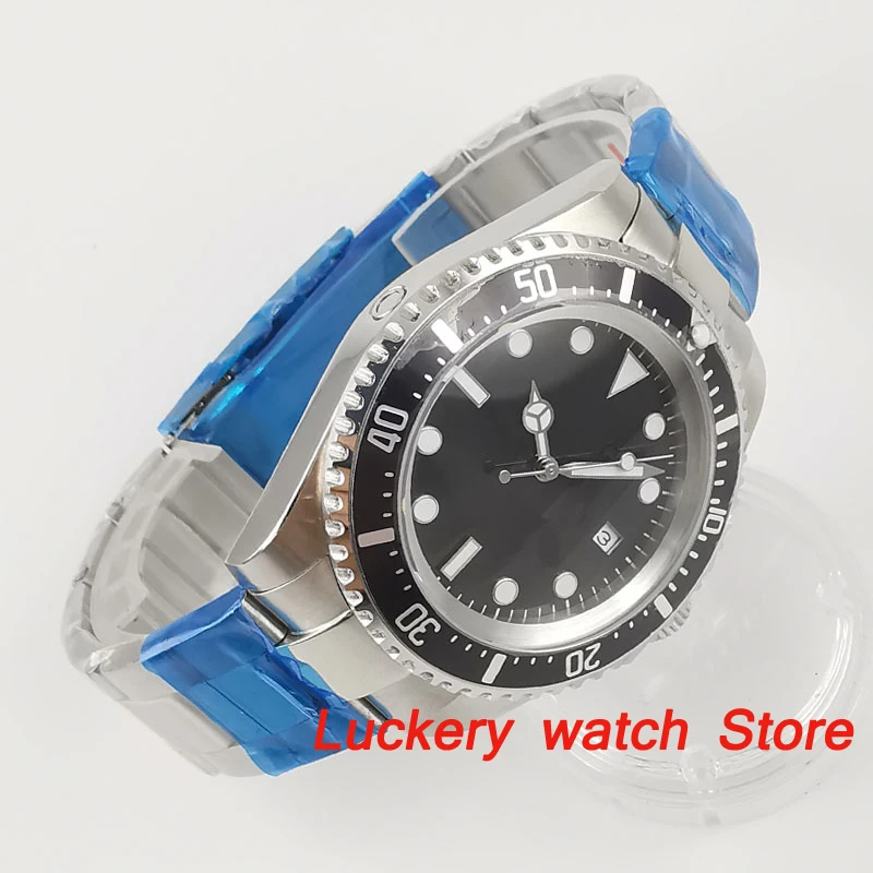 Мужские механические часы Parnis 42 мм черный стерильный циферблат светящиеся