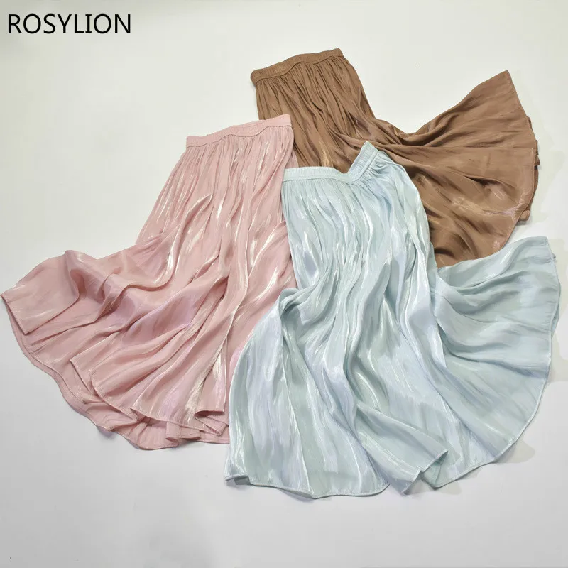 Плиссированные женские юбки яркие Роскошные офисные винтажные с эластичной