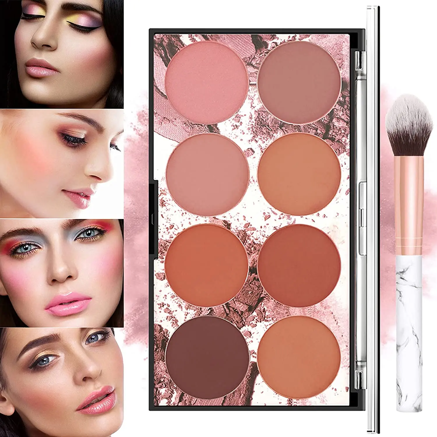 

8 Colors Blush Palette, Matte Mineral Blush Powder Bright Shimmer Face Blush,Contour and Highlight Blush Palette,Makeup Blush