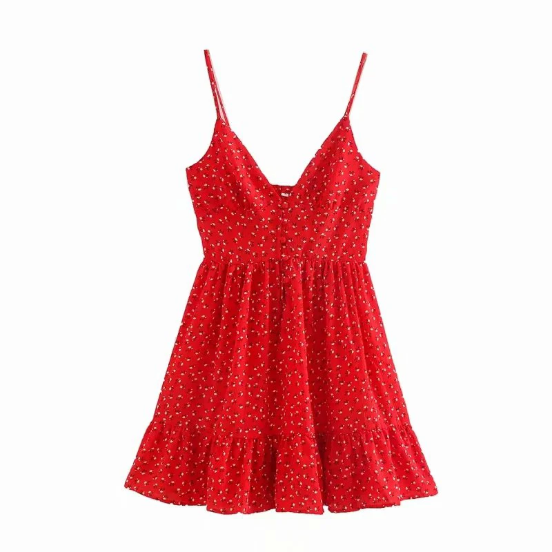 

YENKYE в винтажном стиле Цветочный принт сексуальная слинг платье женское платье без рукавов с v-образным вырезом, трапециевидной формы для Ле...