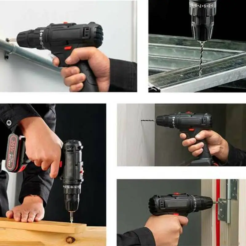 

48V Electric Drill Impact Drill Cordless Screwdriver Wireless Power Driver Lithium Battery Wrench Wireless Electric Drill Set