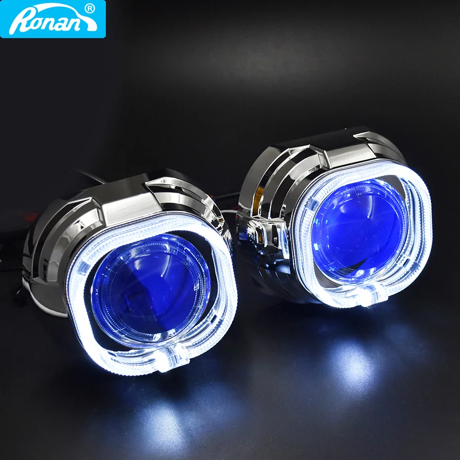 Ronan-superproyector LED bi-xenón de Metal, lente de 3,0 pulgadas, 360, rojo, verde, azul, RGB, Ojos de demonio, reequipamiento H1H4 H7, faro de coche