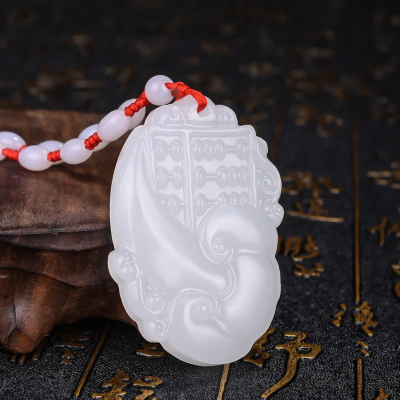 Натуральный белый нефритовый кулон Ruyi Abacus ожерелье из нефрита очаровательные