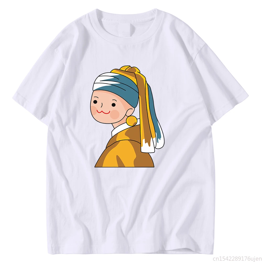 

Crewneck Breathable Tees Shirt Cute with Turban Printing Women Tees Shirts Oversized Casual Clothes Short Sleeve T-Shirts