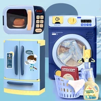 children play house kitchen double door spray refrigerator washing machine electric small appliances dining kitchen toys