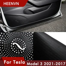 Heenvn Model3 Car For Tesla Model 3 2021 Accessories Car Door Anti Kick Pad Protection Side Edge Film Protector Stickers Three