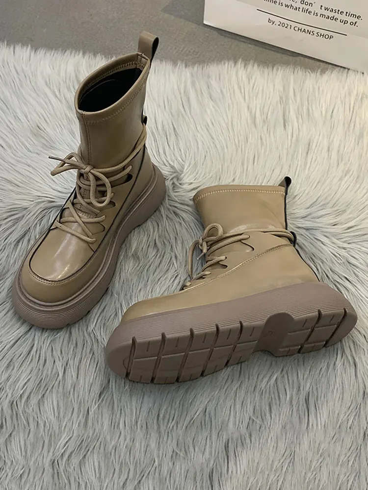 

Retro Short Boots Women's Shoes for Fall/winter 2021 New Lace-up Non-slip Fashion Thick-soled Martin Boots Women Shoes