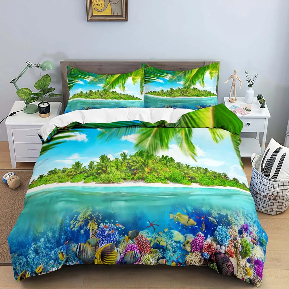 Комплект постельного белья с 3D пододеяльником и узором в виде перьев двойное