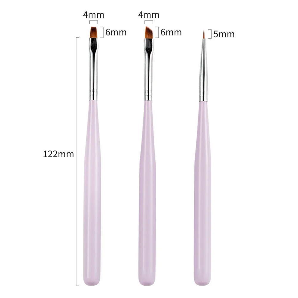 

3Pcs/Set Purple Nail Art UV Gel Polish Painting Drawing Liner Brush Acrylic Pen Kit Dotting Design Varnishes Manicure Tools