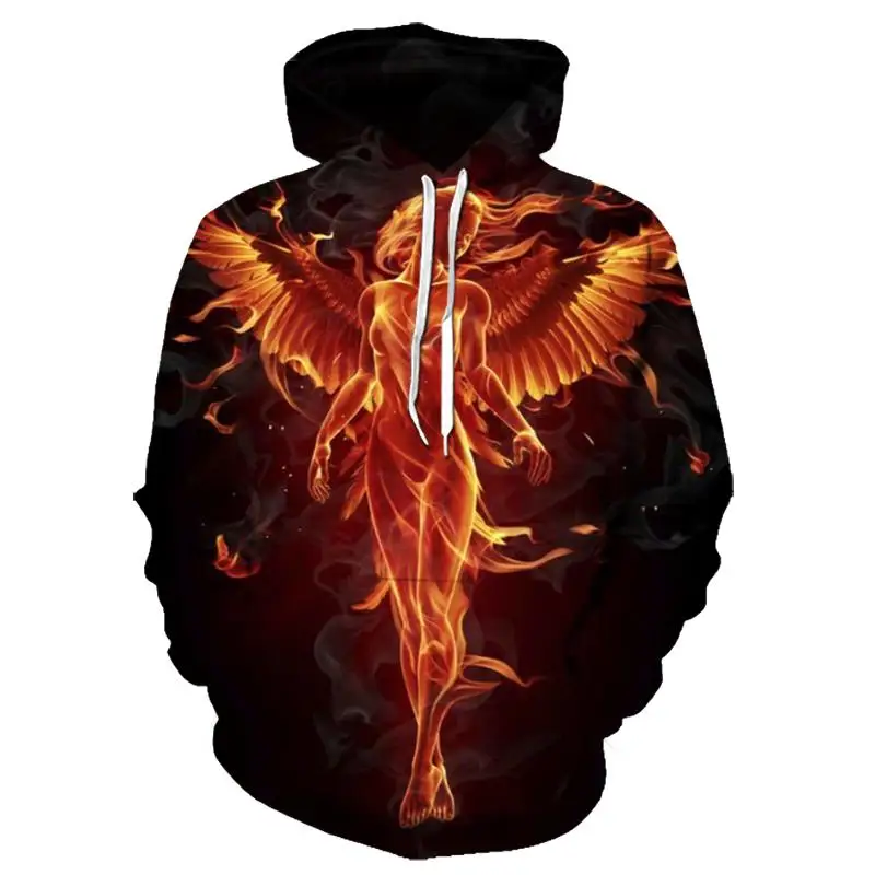 

Men's and women's hoodies 3D printing characters flame hoodies art fashion tops popular sweatshirts hooded collar spring and aut