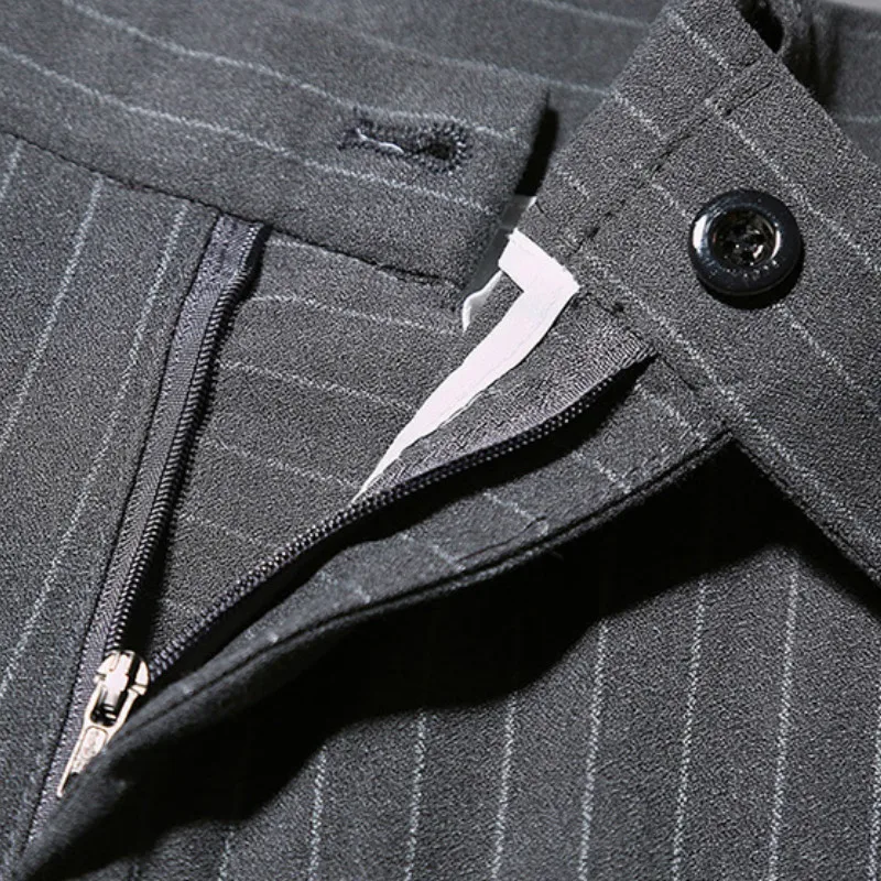 

Striped Business 2021 Dress Pants Summer Short Wedding Office Social Suit Pants Male Streetwear Casual Trousers Costume Homme