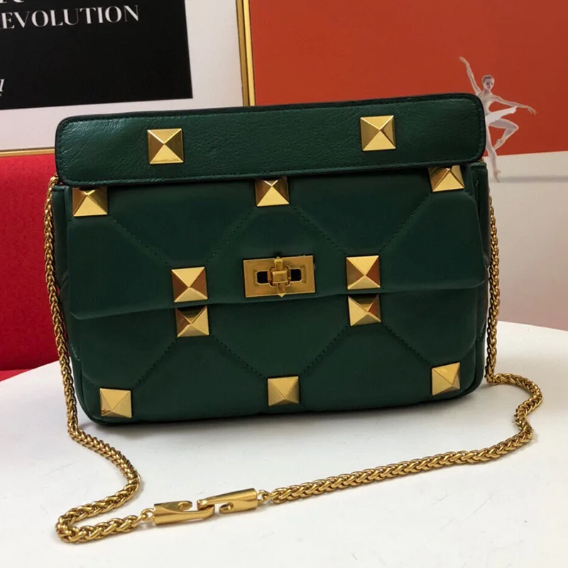 

Multicolor Retro Diamond Rivet Lock Sheepskin Handbag Ladies New Fashion All-match Metal Chain One Shoulder Messenger Bag