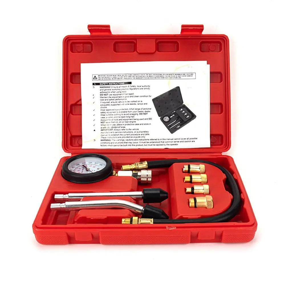 

Gasoline Engine Compression Tester Auto Petrol Engine Cylinder Automobile Pressure Gauge Tester With M10 M12 M14 M18 Adapter