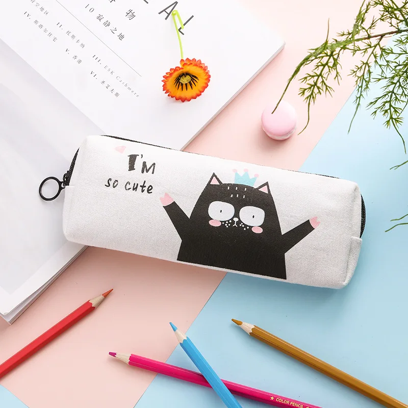 Чехол для карандашей с кошкой холст estojo escolar креативный trousse scolaire stylo школьные