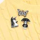 Индивидуальный Зонт с лошадью, зонтом, плачем, скелетом, бабочкой, в стиле панк, искусственная Сумочка, одежда, лацкан, булавка, готический значок, ювелирные изделия, подарок для друзей