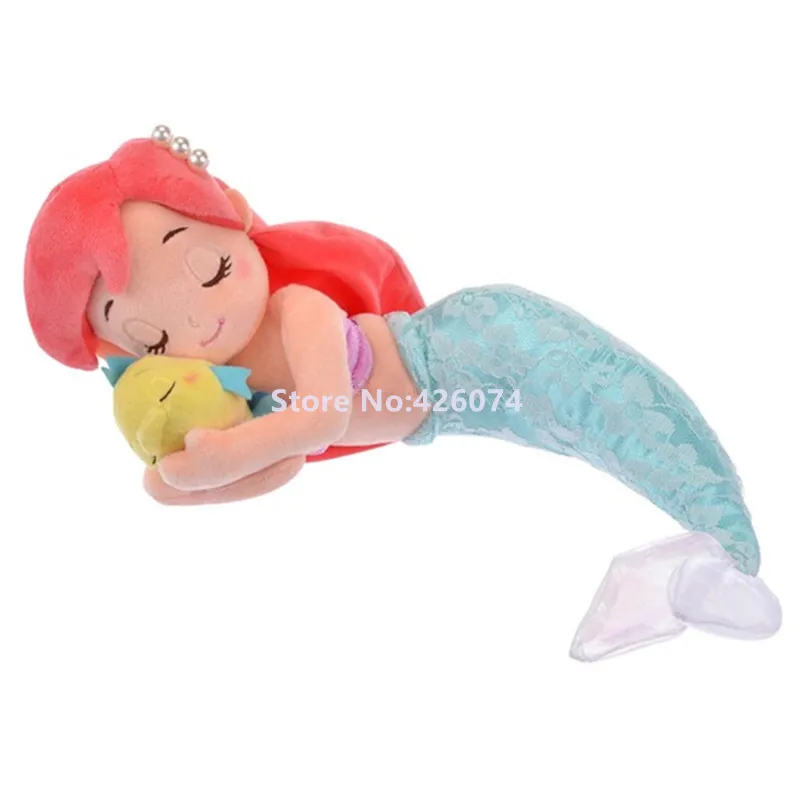 New Sleep Mermaid with Flounder Fish Plush For Girls 35CM Kids Stuffed Toys Children Gifts