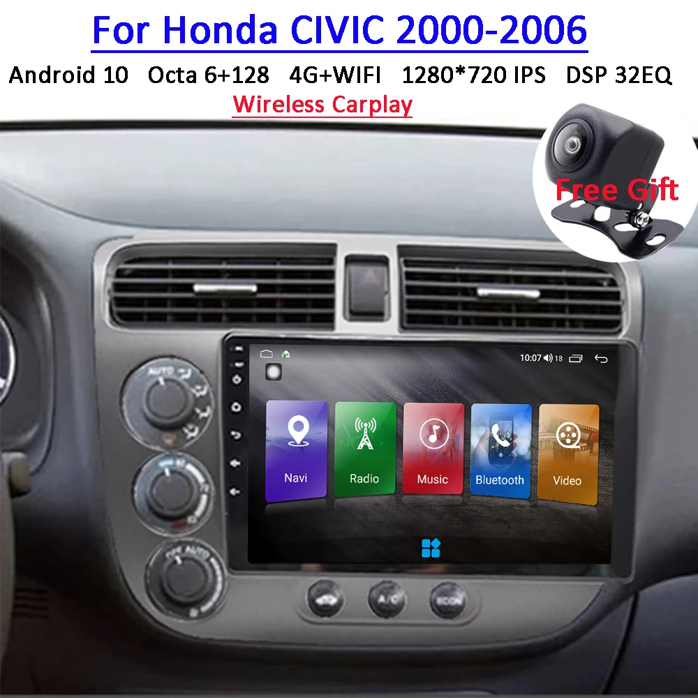 Андроид 10 автомобильное радио для Honda CIVIC 2000 2006 DVD стерео мультимедийная лента