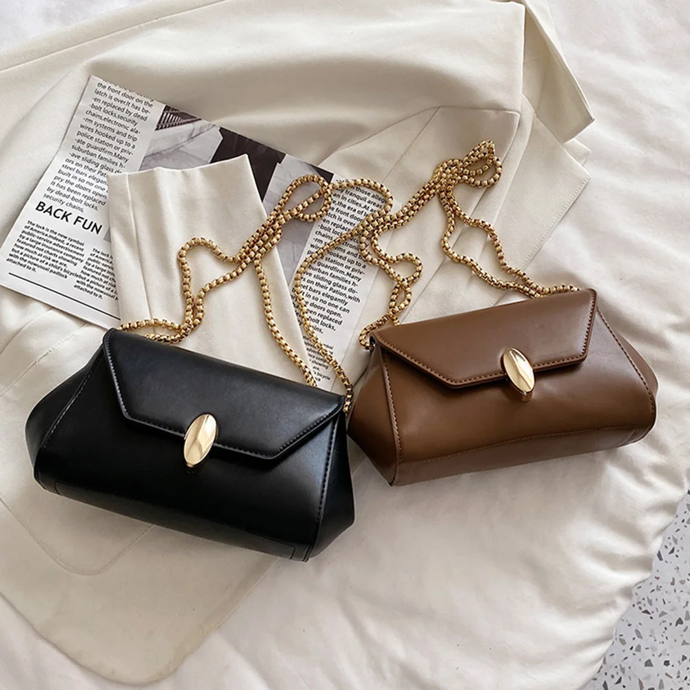 

Сумка на плечо женская из экокожи, модный саквояж кросс-боди на цепочке, портфель на плечо винтажный однотонный Повседневный мессенджер с к...