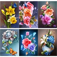 new 5d diy diamond painting cross stitch full square round drill fresh flowers diamond embroidery crafts home decor manual gift