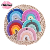 fkisbox 5pcs silicone cartoon rainbow baby teether food grade infant teething nursing pacifier soothing chain toys accessories